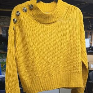 Yellow Button-Detail Women's Sweater